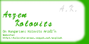arzen kolovits business card